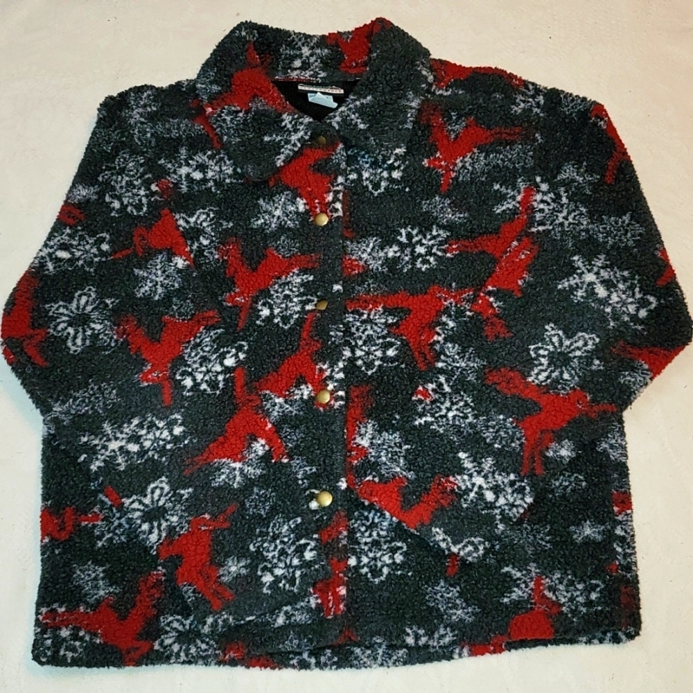 Avalanche Performance Jacket Fleece Gray Red Deer… - image 1